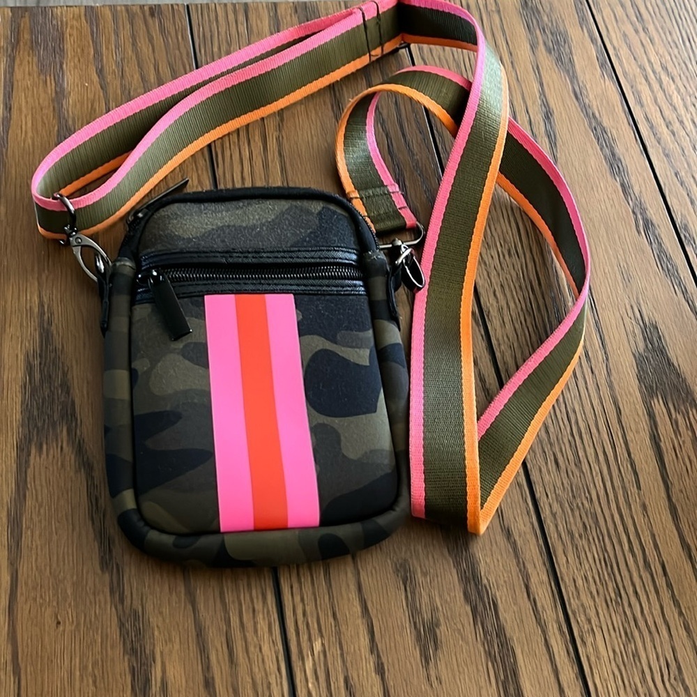 Camouflage bag with pink and orange stripe🥰